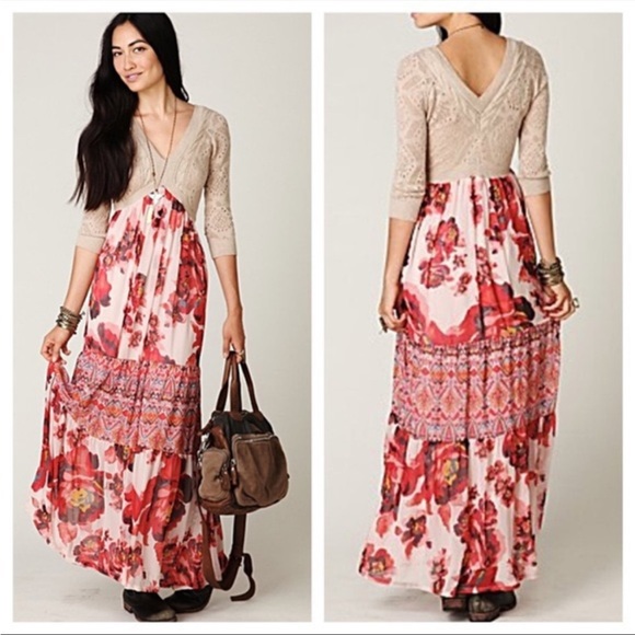 Free People Dresses & Skirts - Free People Ethnic Rose Floral Print Maxi Dress